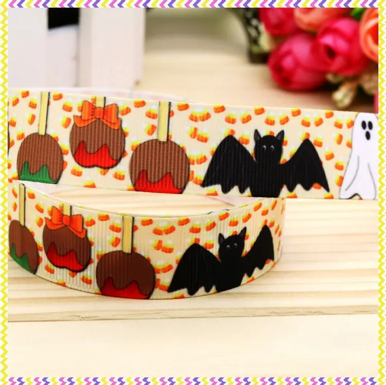 

7/8inch Free Shipping Halloween Printed Grosgrain Ribbon Material Headwear Party Decoration Diy Wholesale OEM 22mm P4416