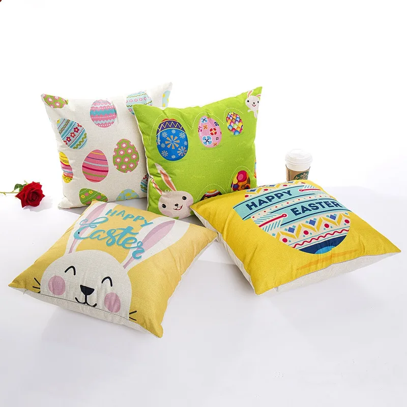 

Designer Easter Rabbit Cushion Cover Classic Linen Home Sofa Car Decorative Butterfly Pillow Case Cover