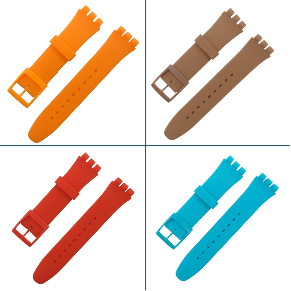 Наручные часы ремешок для Swatch 16 мм 17 мм 19 мм 20 мм резиновый силиконовый ремешок для часов аксессуары