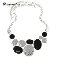 shineland 2021 new women fashion ethnic colorful resins exaggerated pendants chunky chains statement necklaces jewelry