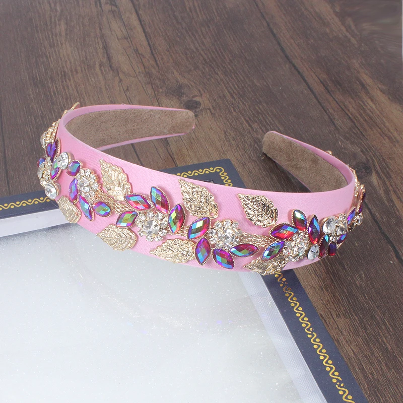 Женская повязка на голову с листьями и кристаллами из медного сплава | Украшения