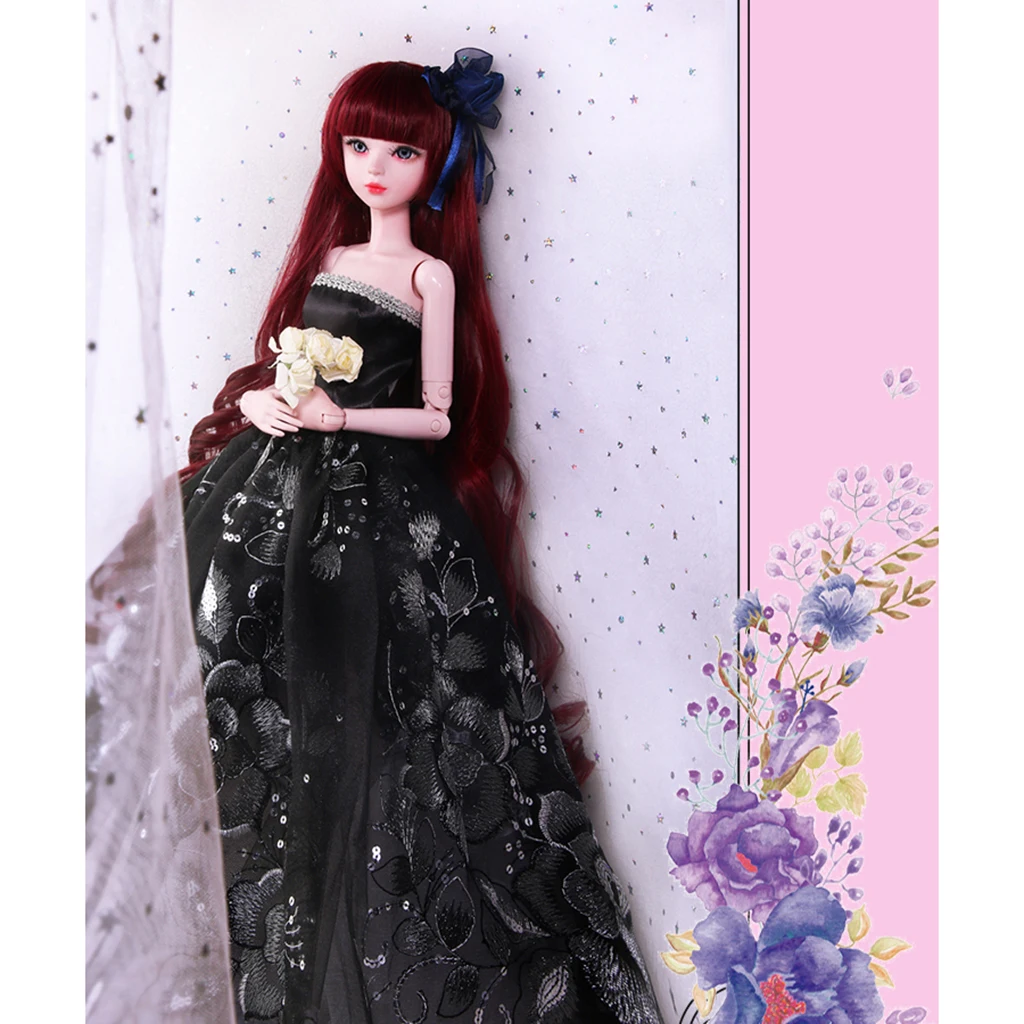 Модный топ-труба принцесса кукла платье бальное Ткань аксессуары для 1/3 BJD Кукла Одежда Черный