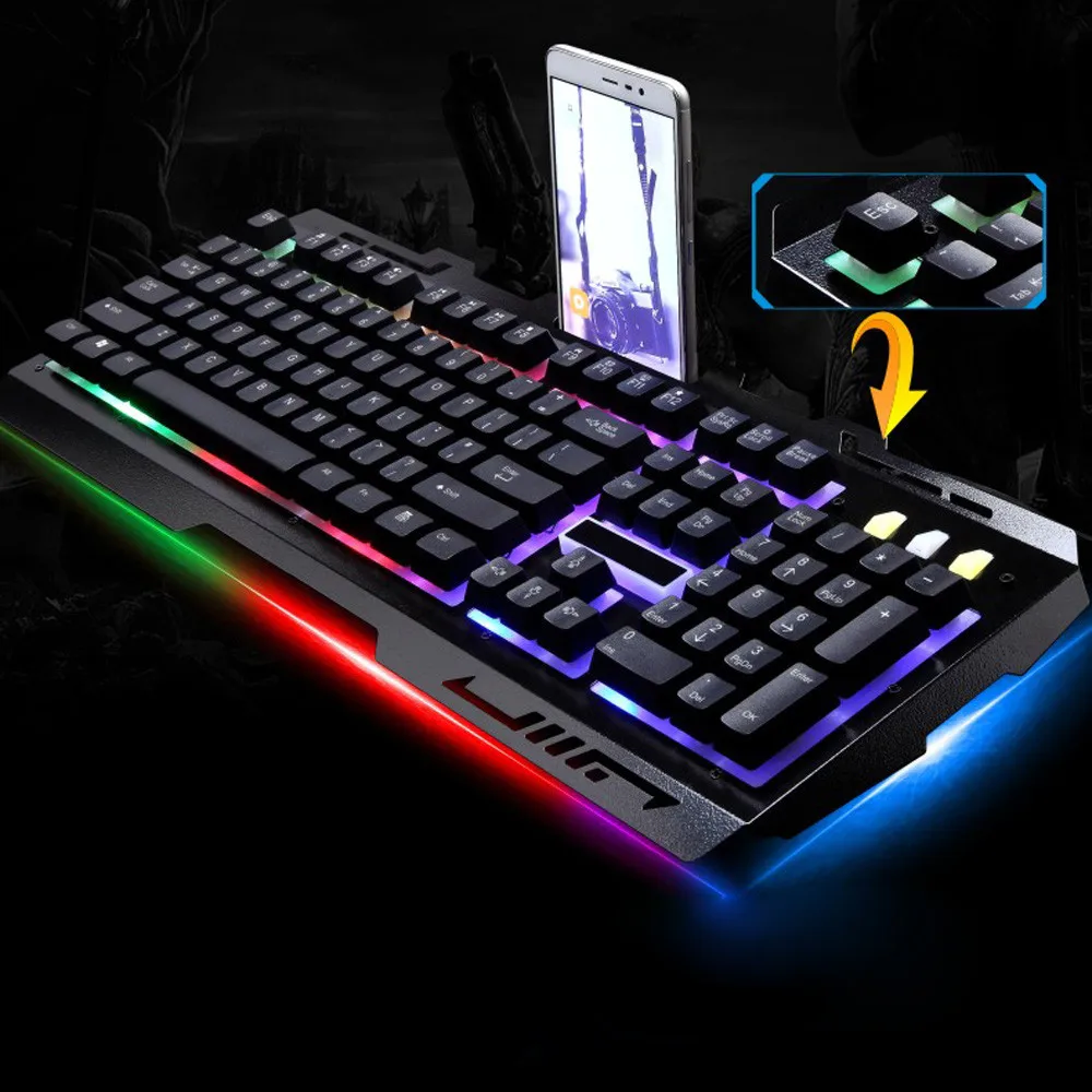 Gamer G700 светодиодный игровой набор с подсветкой цвета радуги, проводная USB клавиатура, мышь, Набор игровой мыши и клавиатуры для геймера
