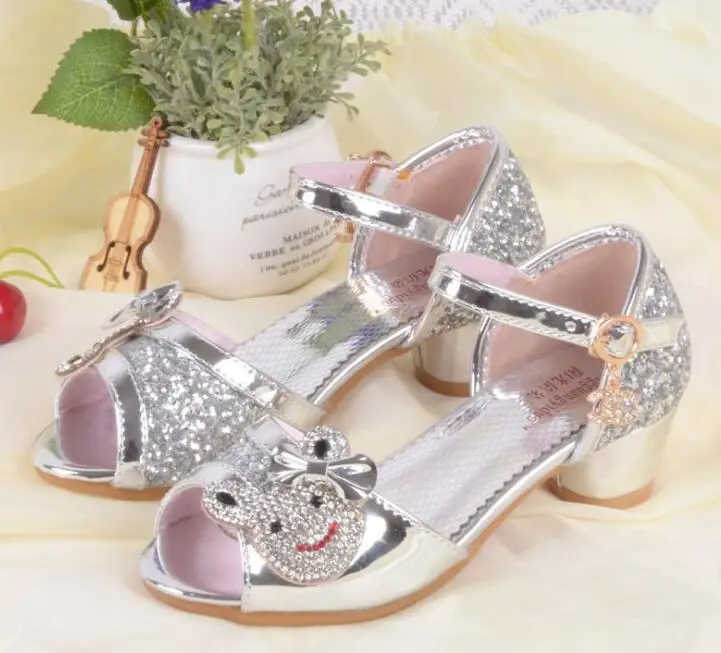 

New Summer Girls Princess Sandals Children's Shoes Kids Girls Wedding Shoes High Heels Leather Bowtie Shoes Korean style 4-12