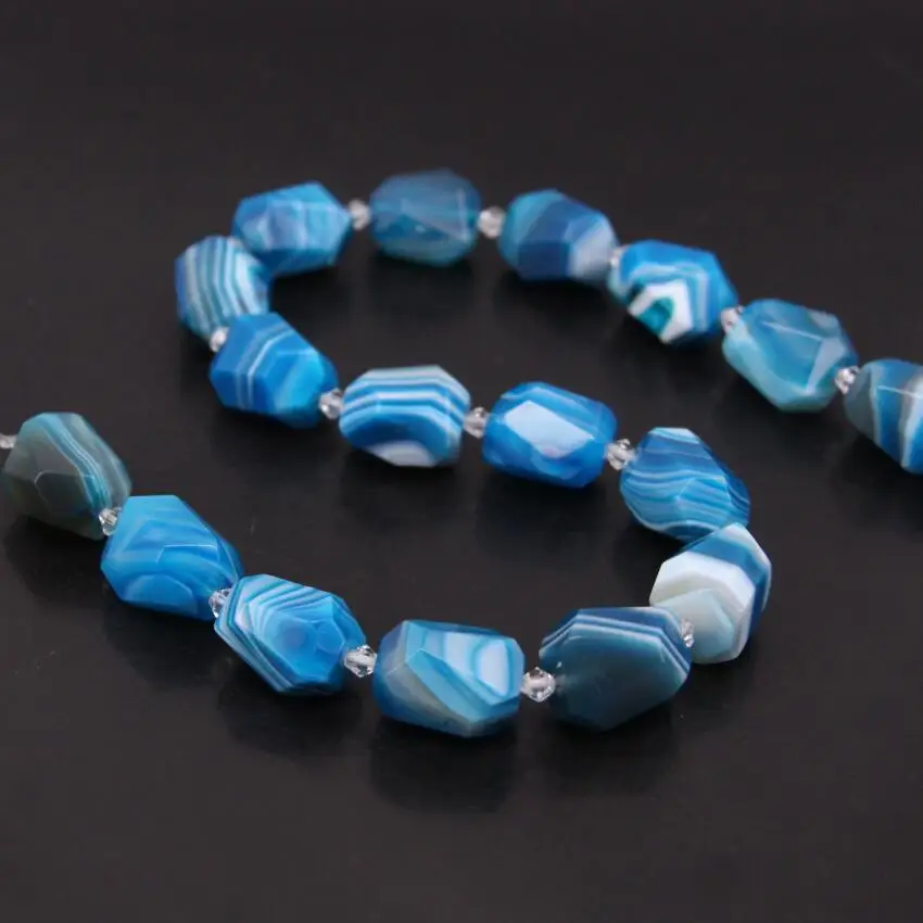 Бусины Из Натурального голубого агата с огранкой 15 5 дюймов|loose beads|beads loosestriped agate