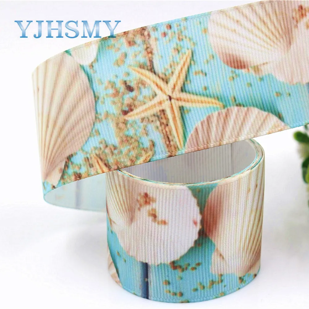 YJHSMY I 19411 977 10 ярдов 38 мм мультфильм цветок термопечать grosgrain ленты Бант колпачок DIY