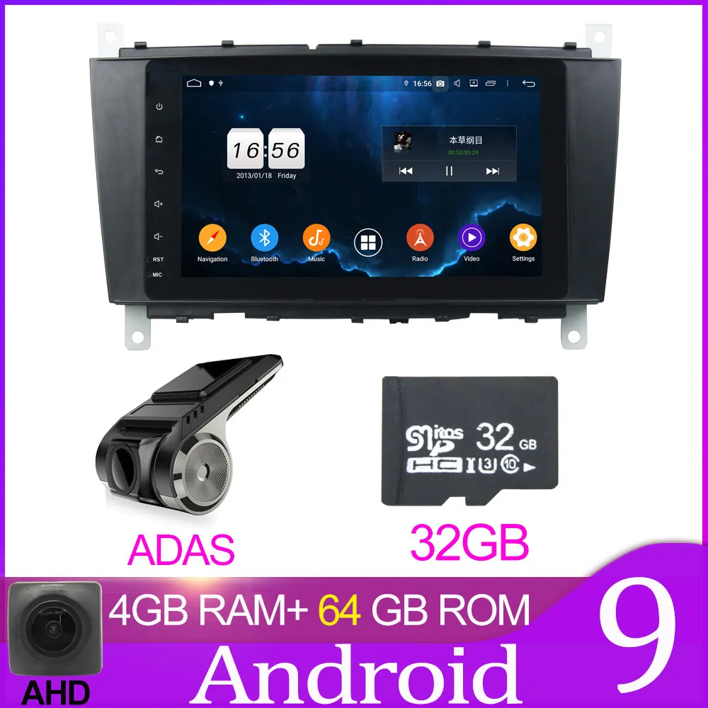 64GB with ADAS Owtosin 2 Din Android 9,0 автомобильный радиоприемник для Mercedes Benz C-Class W203 C180 C200 C220 C230 C240 C250 C270 C280 автомобильный gps навигация - Цвет: 64GB with ADAS