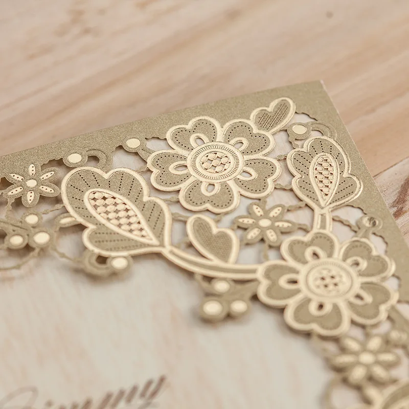 Персонализированные Великолепная Флора Дизайн золото Цвет Свадебное