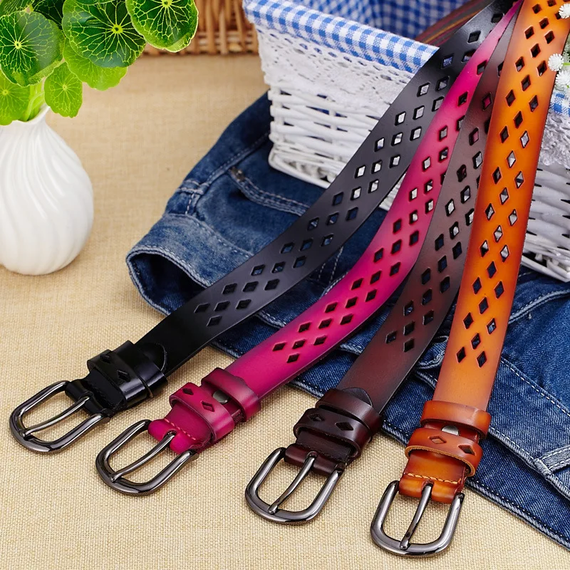 Женский ремень из натуральной воловьей кожи дизайнерский с пряжкой