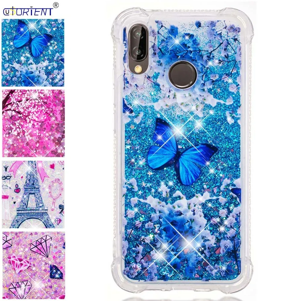 Подходящий чехол для Huawei P20 Lite Nova 3E ANE LX1 L21 Блестящий динамический жидкий зыбучий