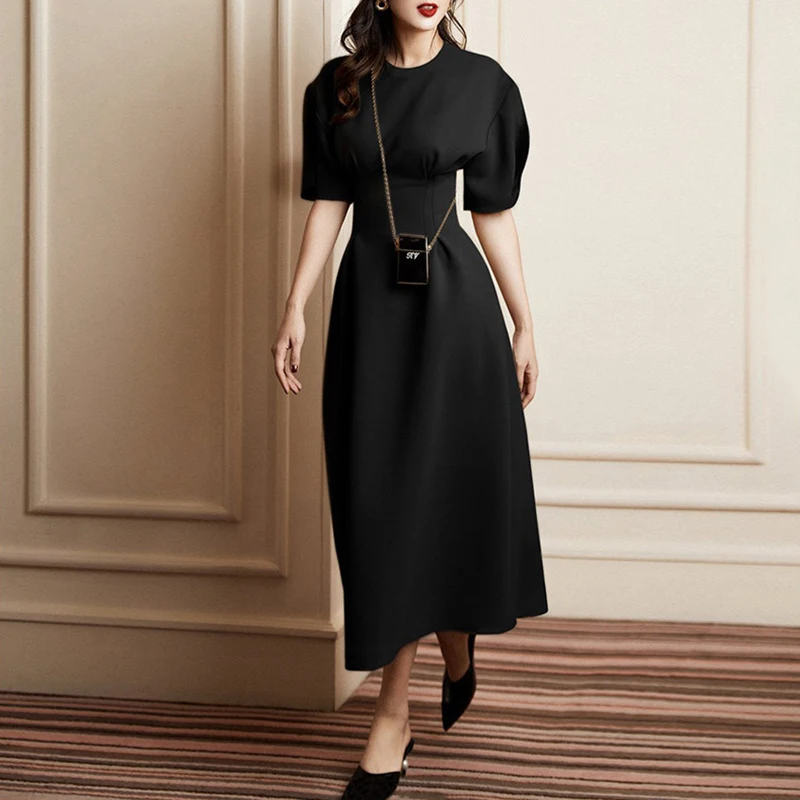 Женское облегающее платье Max Spri офисное ТРАПЕЦИЕВИДНОЕ ПЛАТЬЕ с круглым вырезом