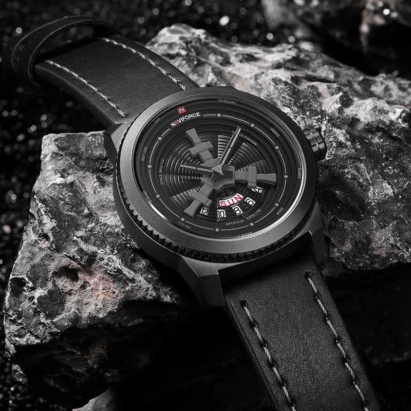 Часы NAVIFORCE мужские спортивные кварцевые с кожаным ремешком армейские 2019|Мужские