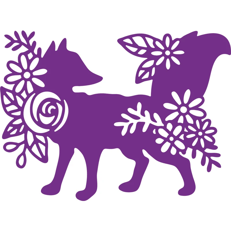 Металлические штампы с цветочным силуэтом лисы для рукоделия скрапбукинга