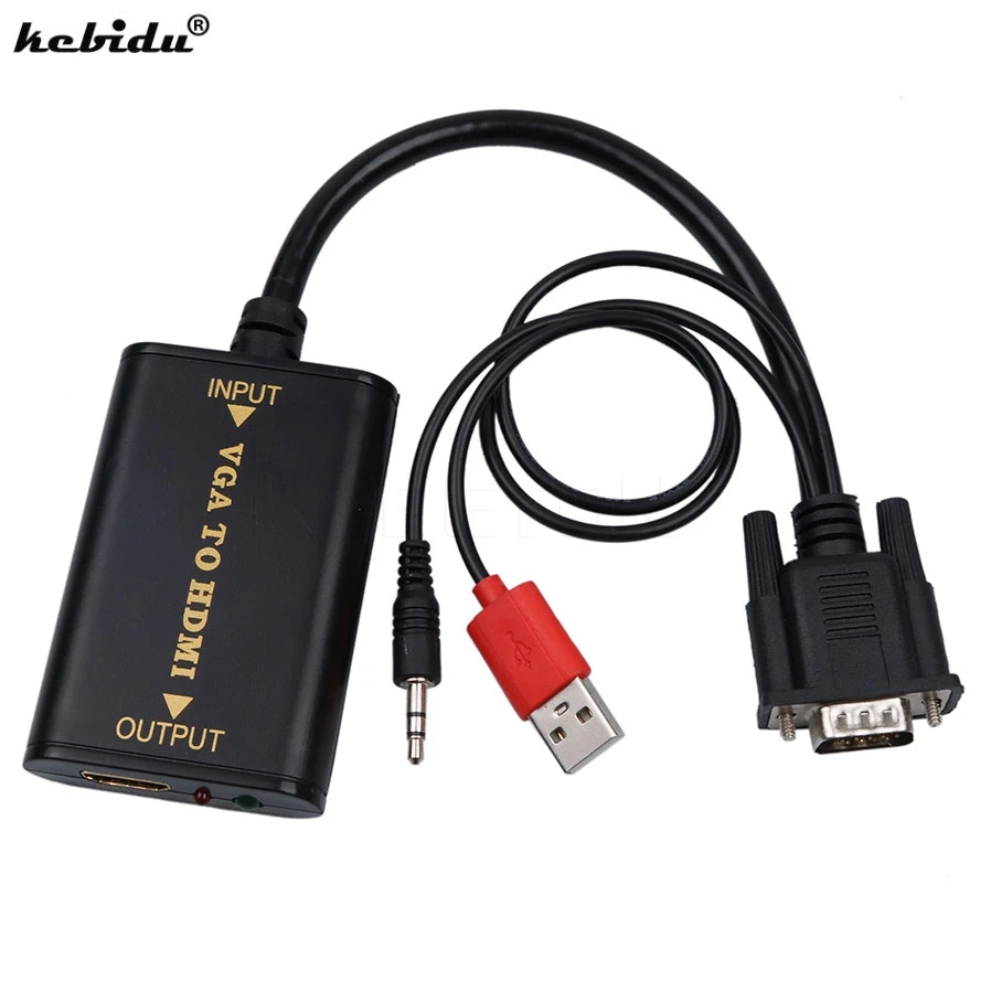 HD 1080P VGA к совместимому с HDMI конвертер адаптер VGA2HDMI compatible преобразователь AV аудио