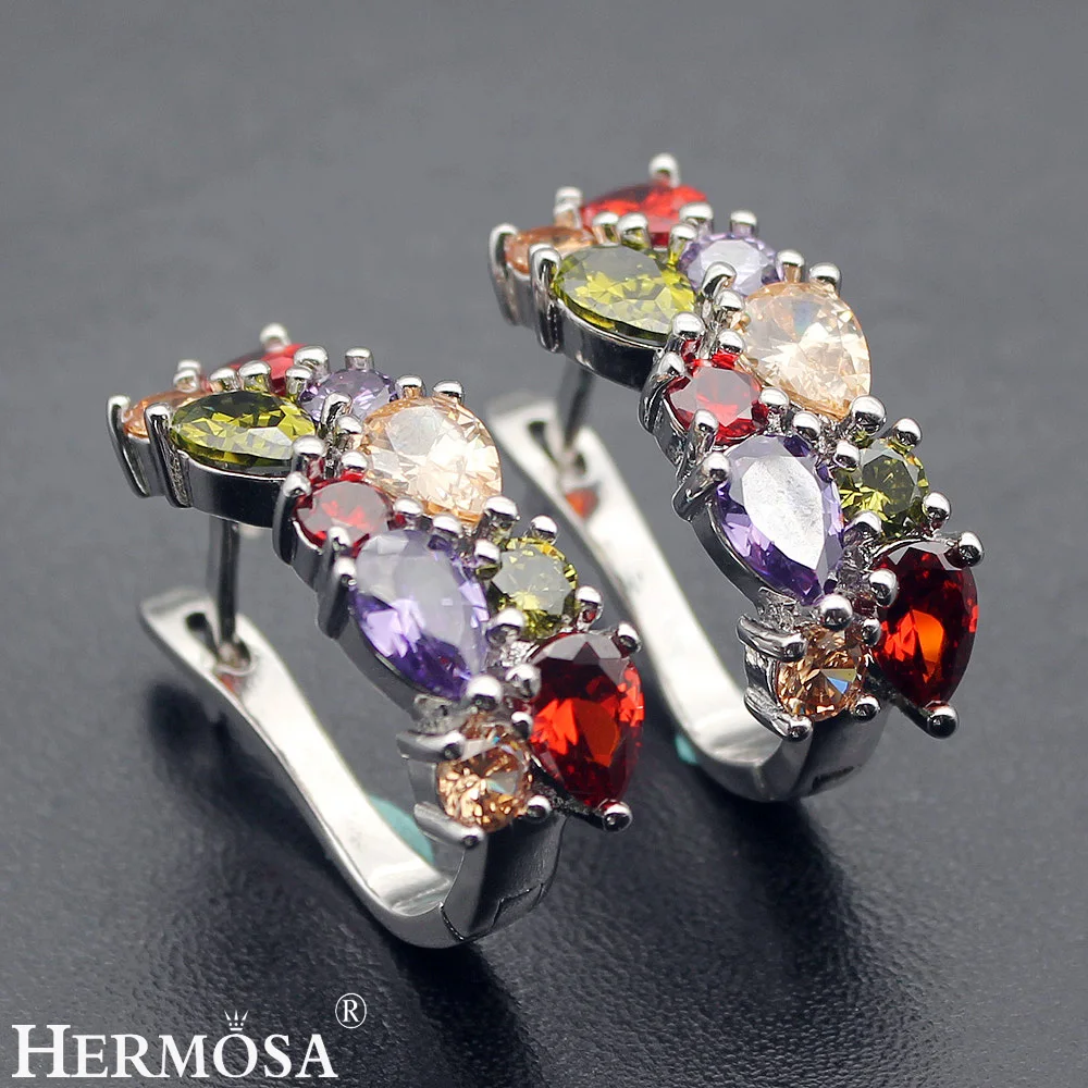 Hermosa Jewelry Rainbow Peridot гранат морганит бриллиантовые серебряные серьги|hermosa jewelry|925
