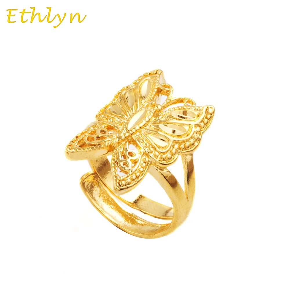 Ethlyn Топ бренд Золотая Бабочка Женские свадебвечерние кольца Золотой цвет