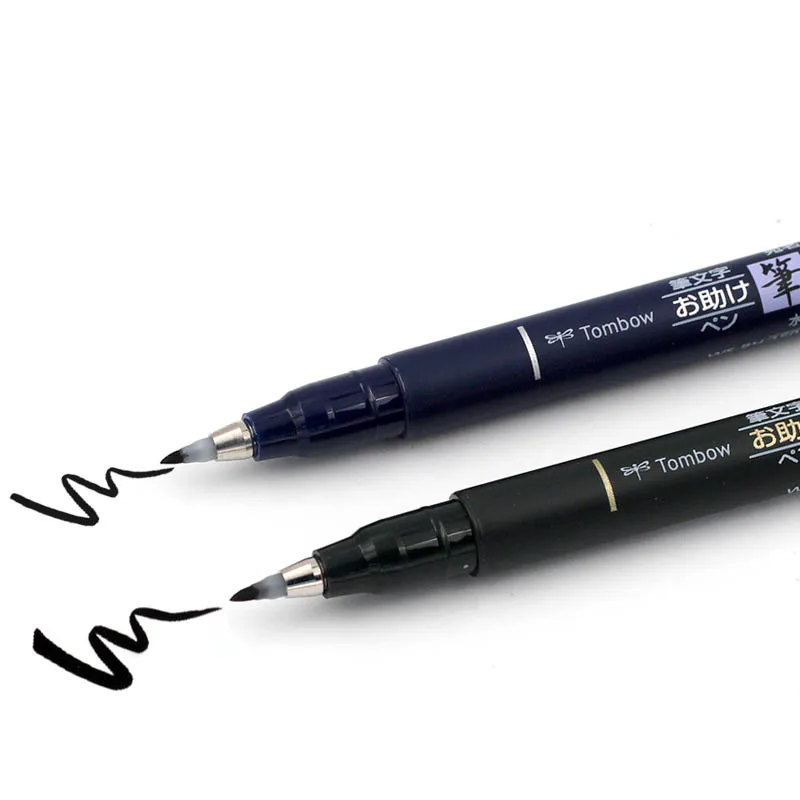 Ручка для каллиграфии TOMBOW с надписью тонкий/кисточка черными чернилами