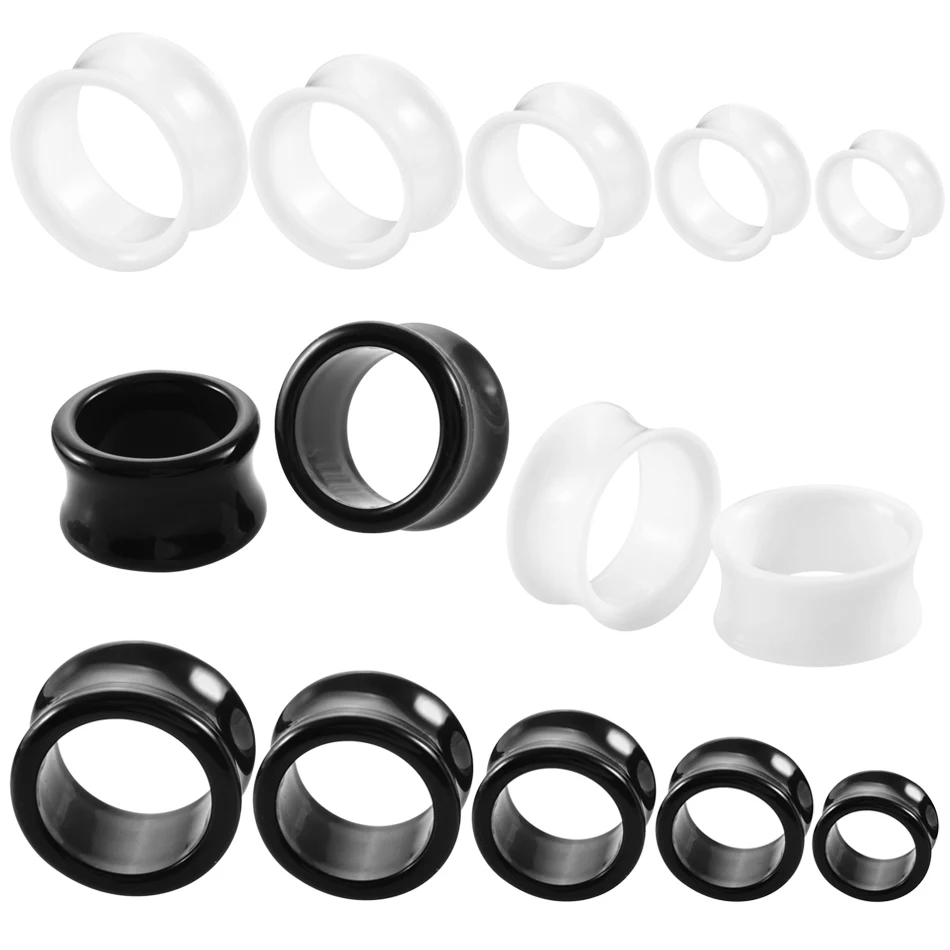 

2pcs/lot Acrylic Hollow Ear Flesh Tunnel and Plug Piercing Double Flared Ear Tunnel Gauge Earlet Stretcher Body Jewelry Piercing