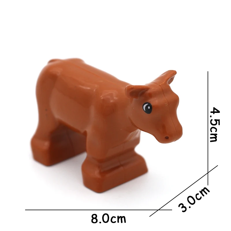 Brown Cow DW-19 Сельскохозяйственная Серия животных, лошадь страуса, насекомое, большие частицы, модель, строительные блоки, креативные DIY кирпичи, развивающие игрушки для детей, подарок - Цвет: Brown Cow DW-19