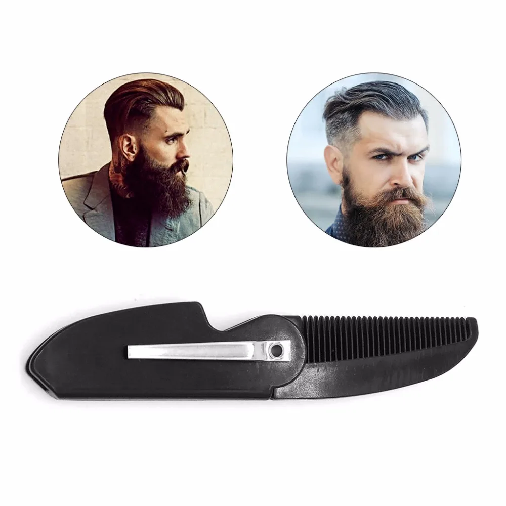 

Portable Folding Pocket Clip Hair Mustache Beard Comb for Men Black Hair Styling Tools Combs 1 Pc