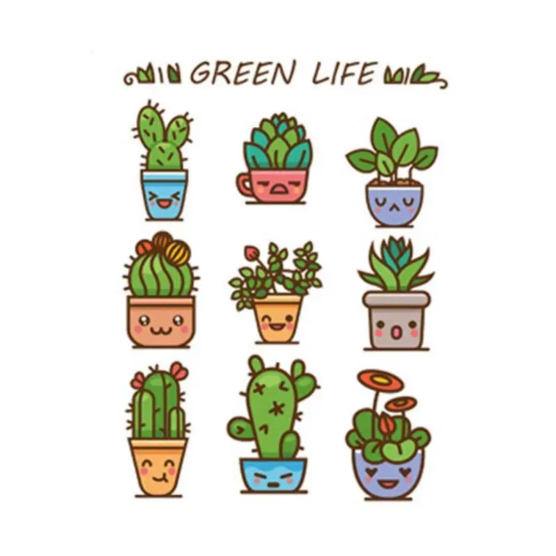 Plant Flowers Cactus Potted Stickers Living Room Window Background Decoration Waterproof Wall 3 | Дом и сад