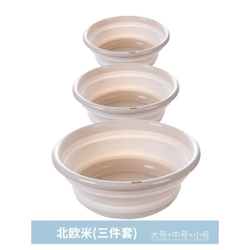 Beige 3pcs S M L 3 шт Открытый складной умывальник складной контейнер ведро Портативный умывальник складной силиконовый умывальник инструменты для очистки на открытом воздухе - Цвет: Beige 3pcs S M L