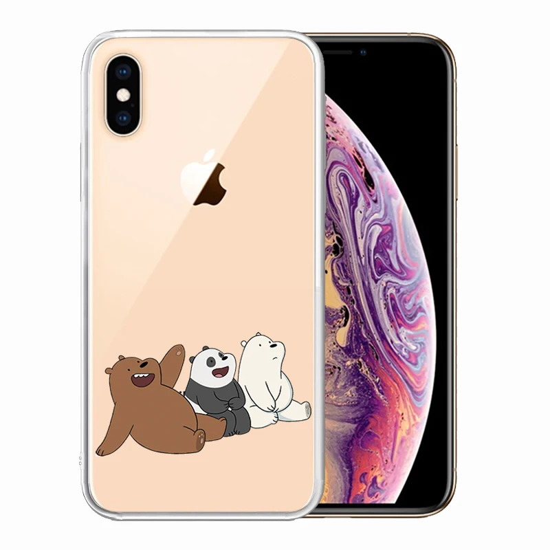 Soft Silicone Clear TPU Case for iPhone 11 Pro Max XS XR X 8 Plus 7 6S 5S 5 SE Durable We Bears Cover |