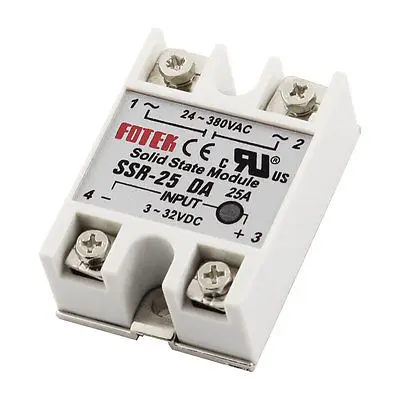 

SSR-25 DA 25A DC/AC 24V-380V Solid State Relay for PID Temperature Controller