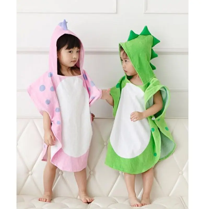 

Hooded With Paw Dinosaur Ponchos Hooded Children's Bath Towel Kids BeachTowel Infant Bathrobe