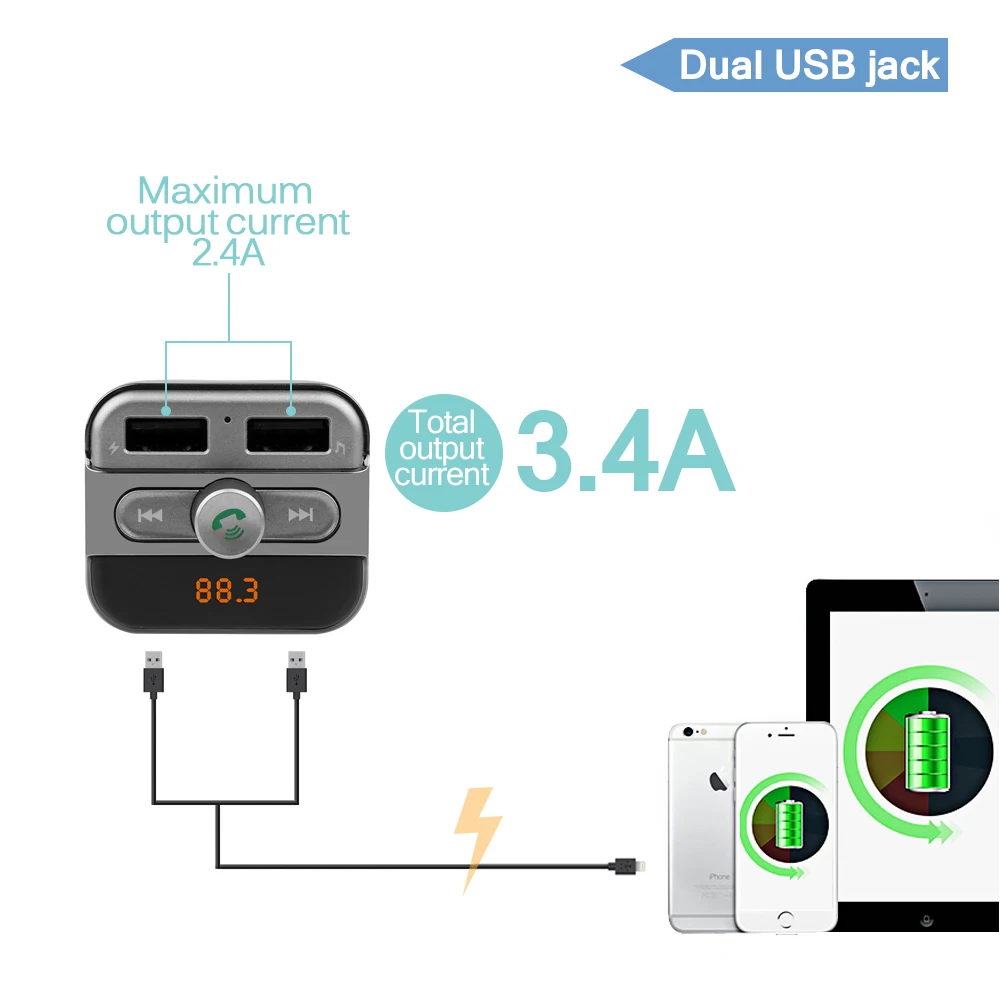 Автомобильный Bluetooth комплект Onever с FM трансмиттером и mp3 плеером 5 В 3 4 А|modulator car
