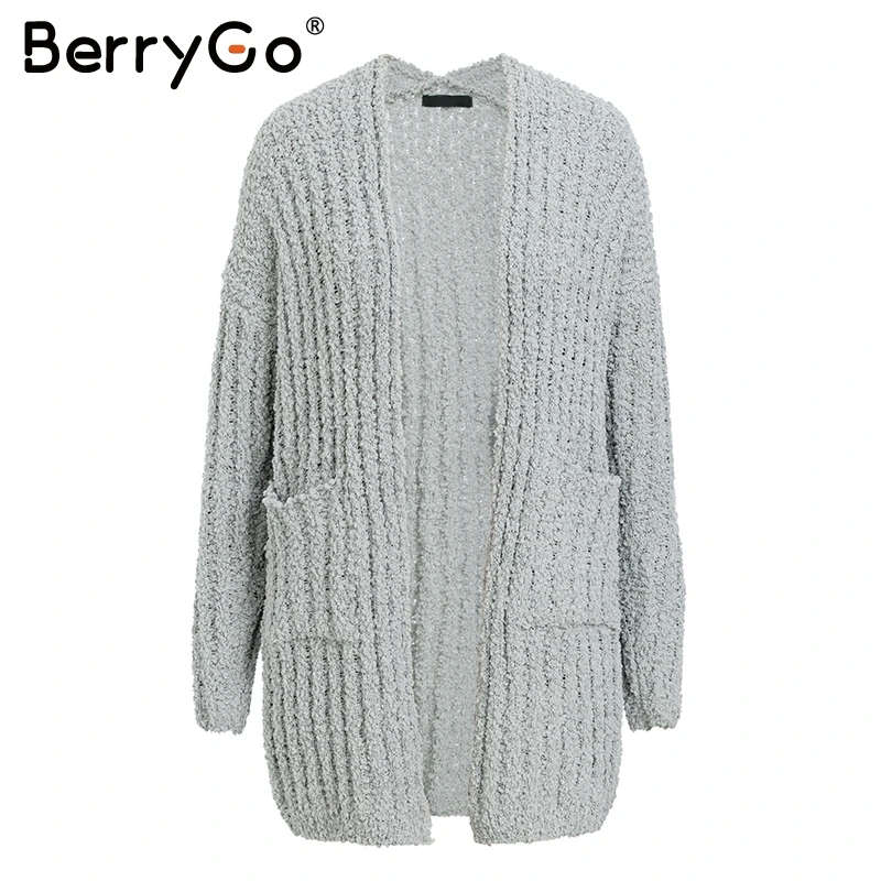 Женский вязаный свитер BerryGo длинный Свитер оверсайз 2018| |