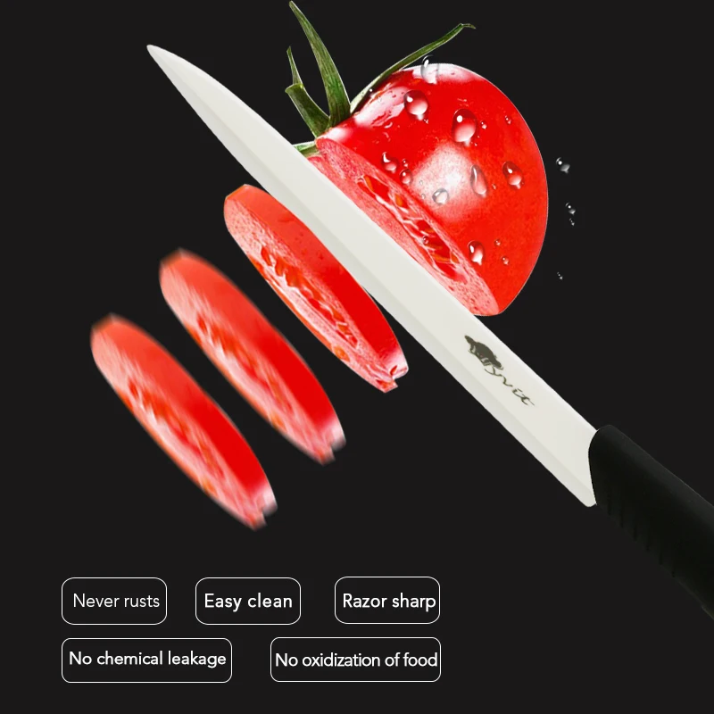 Набор кухонных ножей с подставкой (4 ножа)|kitchen knife|zirconia blackblack blade |
