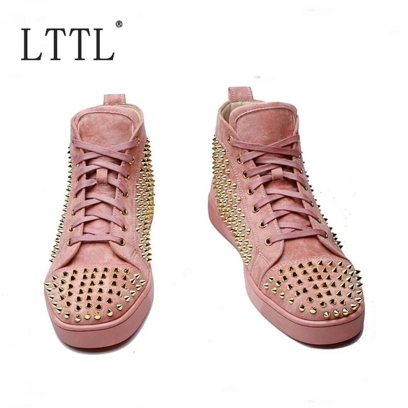 LTTL Classic Fashion High Top Men Sneakers Shoes Casual Rivet Studded Flats Mens Trainers Lace Up Ankle Boots Spiked | Обувь