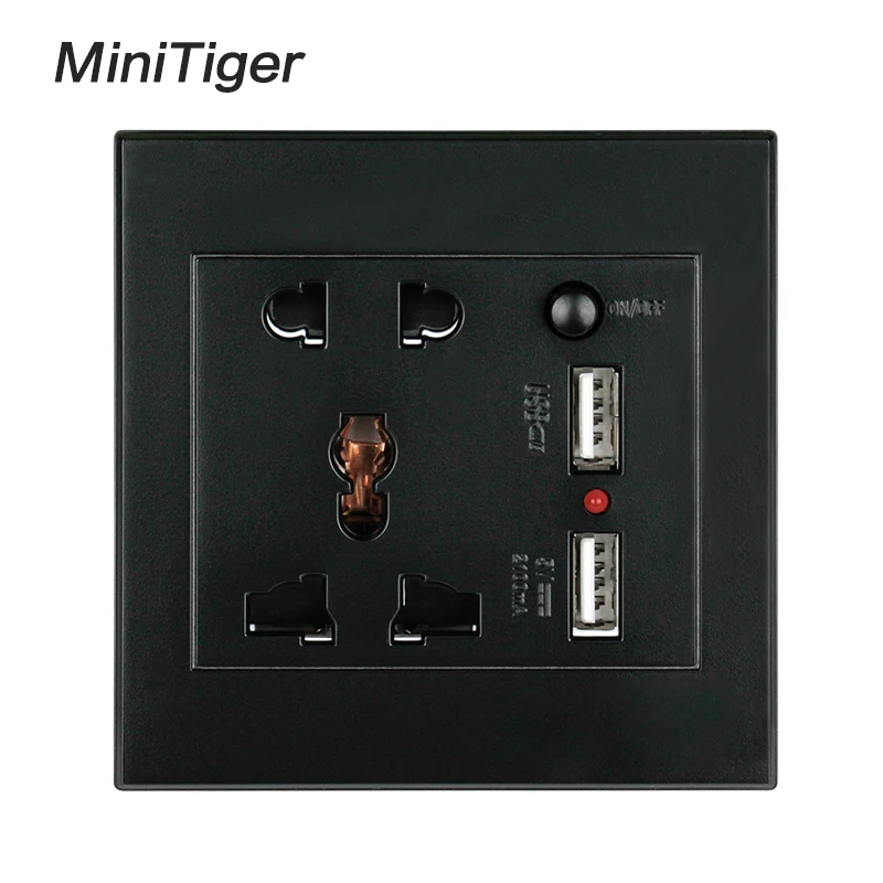 Minitiger Universal Standard Wall Power Socket Dual Switched USB Charging Port For Mobile Phone 2.1A Output LED Indicator | Обустройство