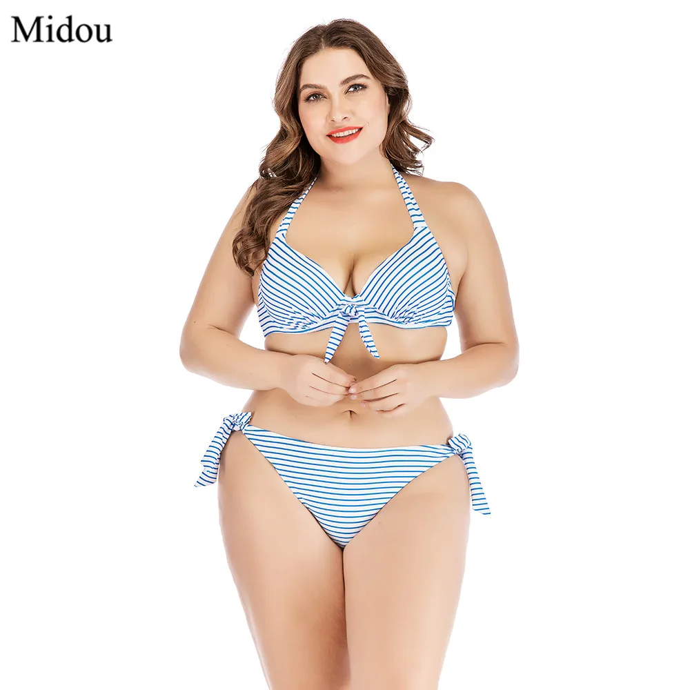 Midou Plus Size Bikinis Women Swimwear High Waist Swimsuit Halter Sexy Bikini Set Retro Bathing Suits Large wine |
