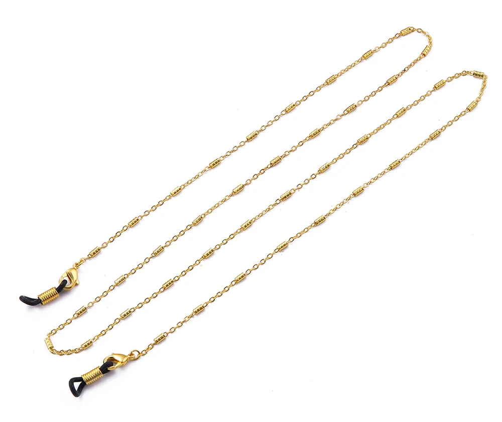 Gold chain Bead B My shape Cylinde ручной работы украшенный бисером цепь геометрические цепочки для солнечных очков розовое золото очки аксессуары ремень для женщин мужчин подарки - Цвет: Gold chain Bead B
