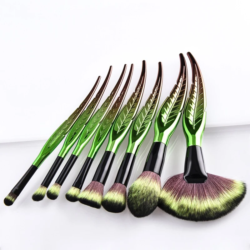8 шт. листьев Форма Кабуки Косметические Вентилятор кисть лицо макияж инструмент пламени корректор Пудра Тени Кисти Набор смешивания глаз