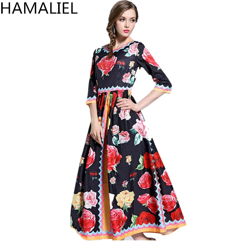 HAMALIEL Vestidos брендовая одежда 2018 подиумное летнее розовое платье с цветочным