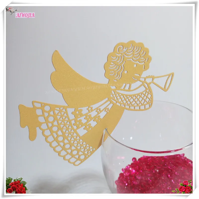 50 шт. украшения для свадебной вечеринки карточка Ангел бокал вина домашний декор