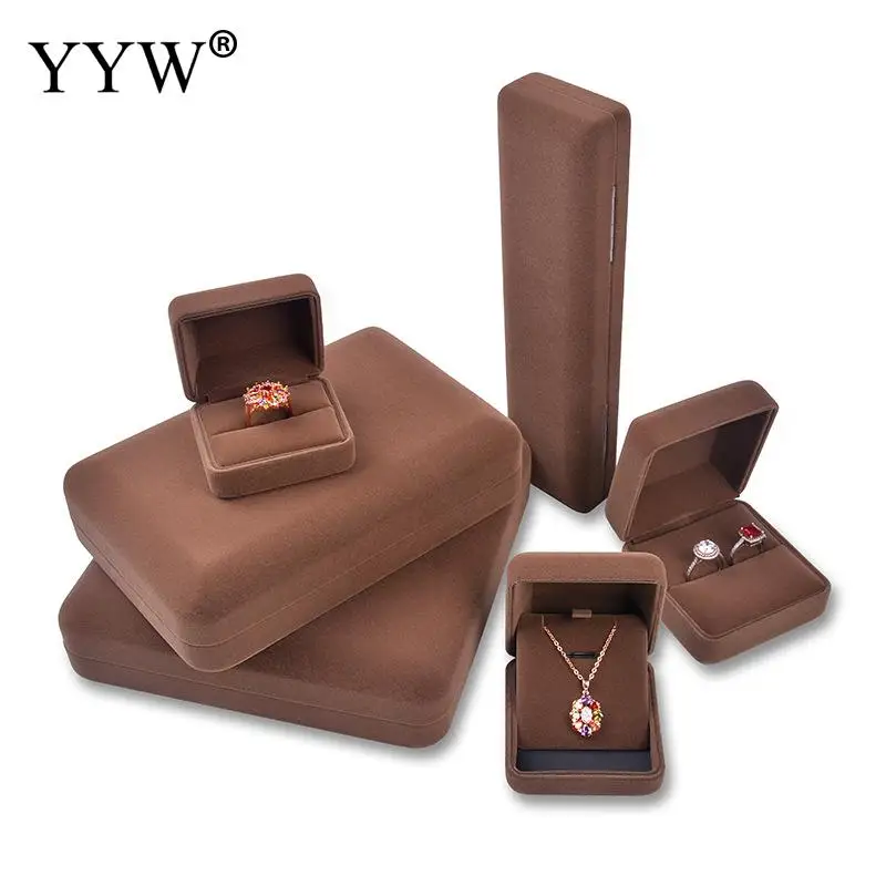 

Velvet Jewelry Box Pack Necklace Bracelet Ring Pendant Earrings Jewelry Box Brown Velveteen Jewelry Gifts Box High Quality 2019