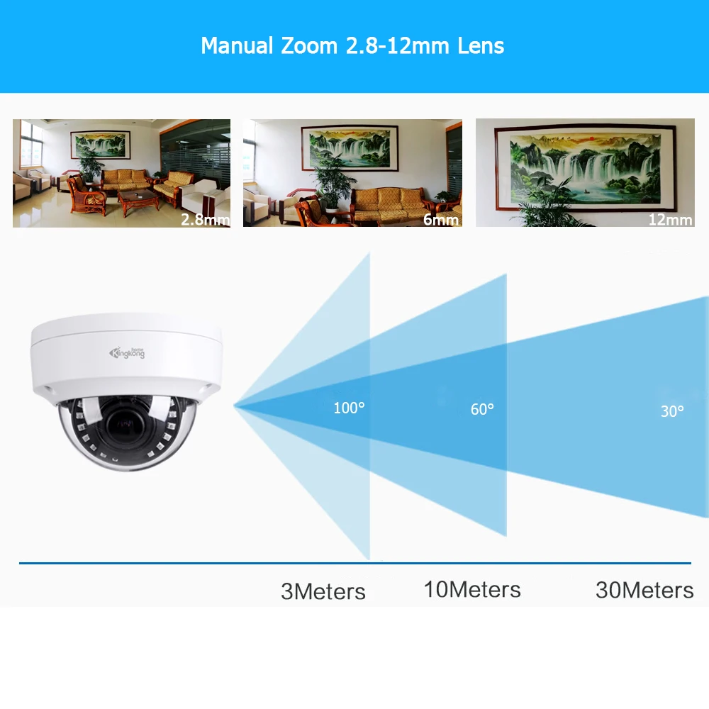 Kingkonghome ip камера 4MP/2MP варифокальный объектив CCTV безопасность Антивандальная