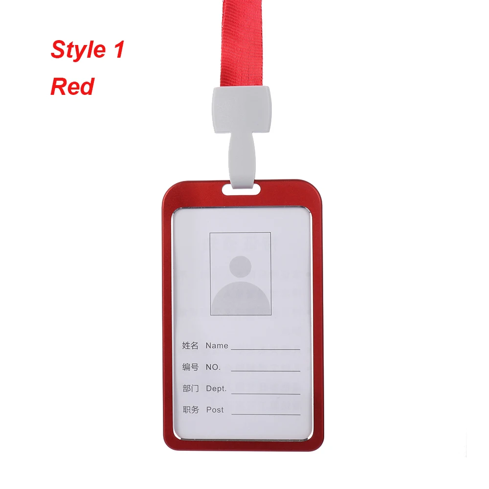 Style 1-Red 1 шт. рабочий держатель для карт s с веревкой алюминиевый сплав держатель для карт имя работника ID карта Обложка металлический рабочий сертификат идентификационный значок - Цвет: Style 1-Red
