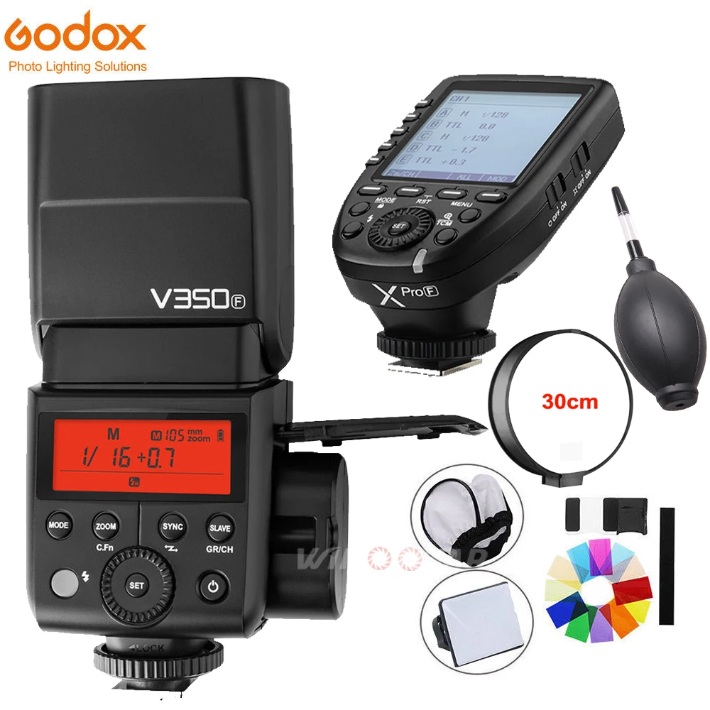 Вспышка Godox V350F TTL HSS 1/8000s Speedlite со встроенной литий-ионной батареей 2000 мАч и