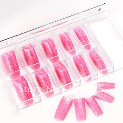 

100PCS Lovely Pink GLITTER FRENCH FALSE Nail tips French nail