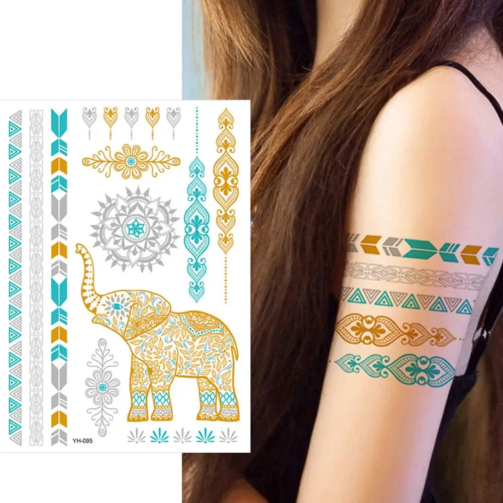 Body Art Sticker Metal Temporary Tattoo Hot Stamping Waterproof Fake &amp Make Up For Women Girl | Красота и здоровье
