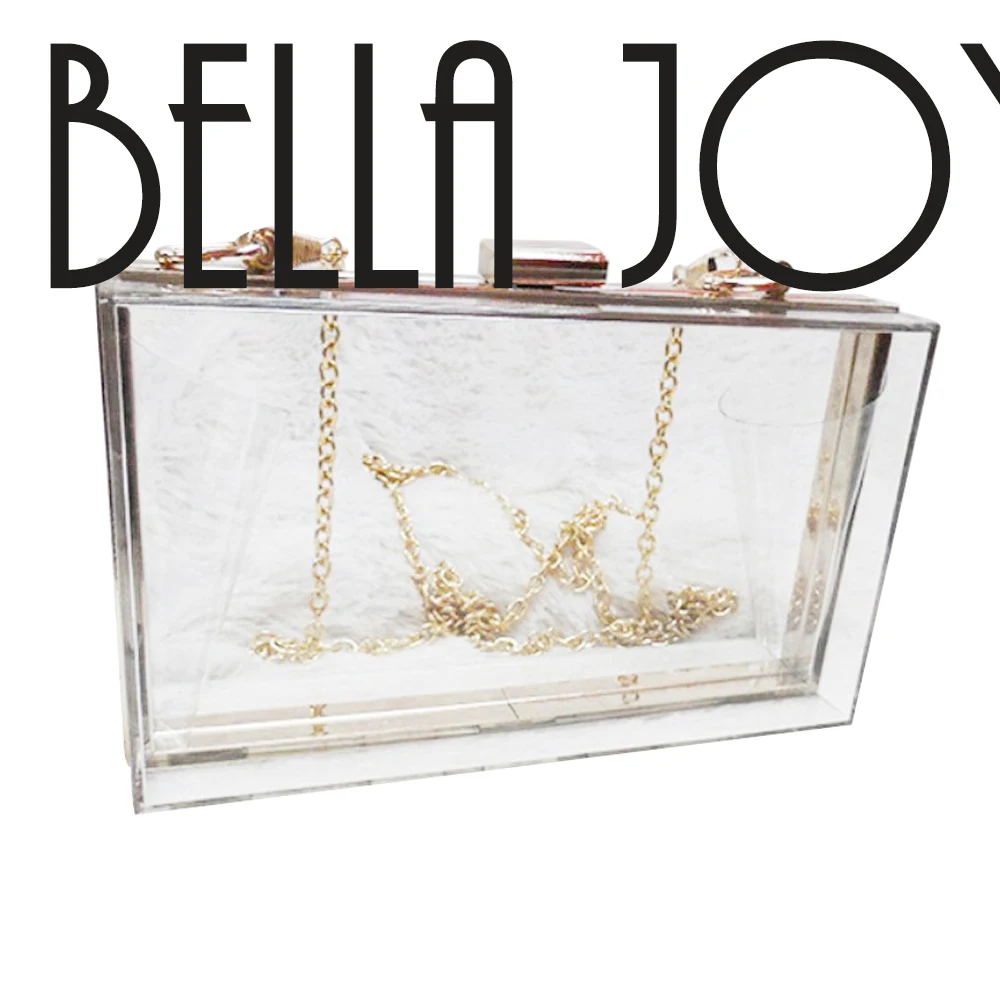 Женский прозрачный клатч BELLA JOY акриловая сумка на цепочке вечерняя мессенджер