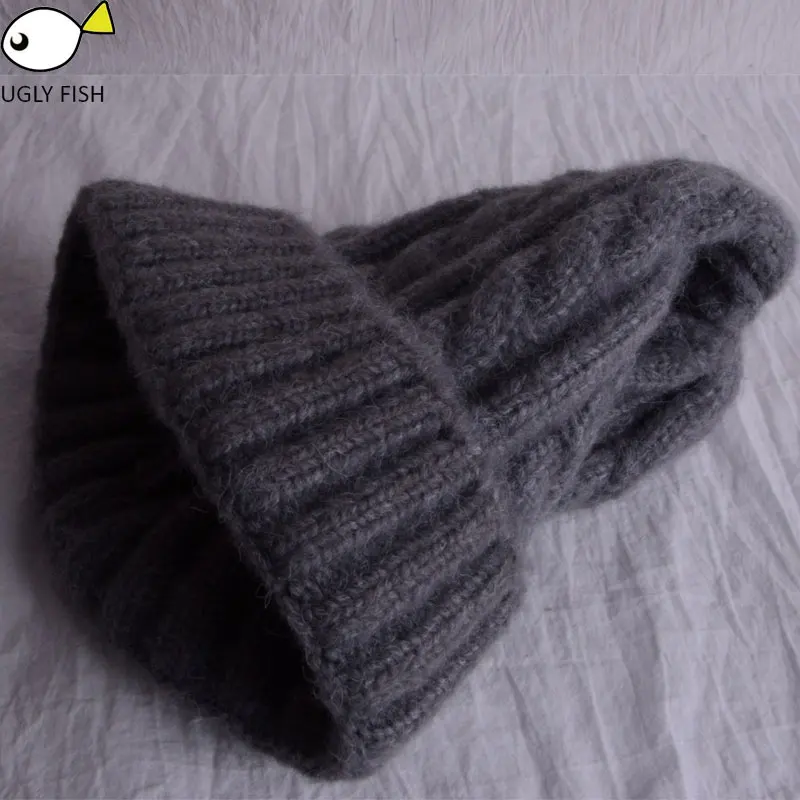 Плотная шерсть skullies beanies зимняя женская шапка мужская вязаная skullies beanies женские зимние шапки одноцветные