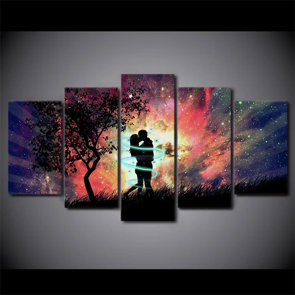 5 панель HD Печать Любовь пара Поцелуй настенные художественные фотографии