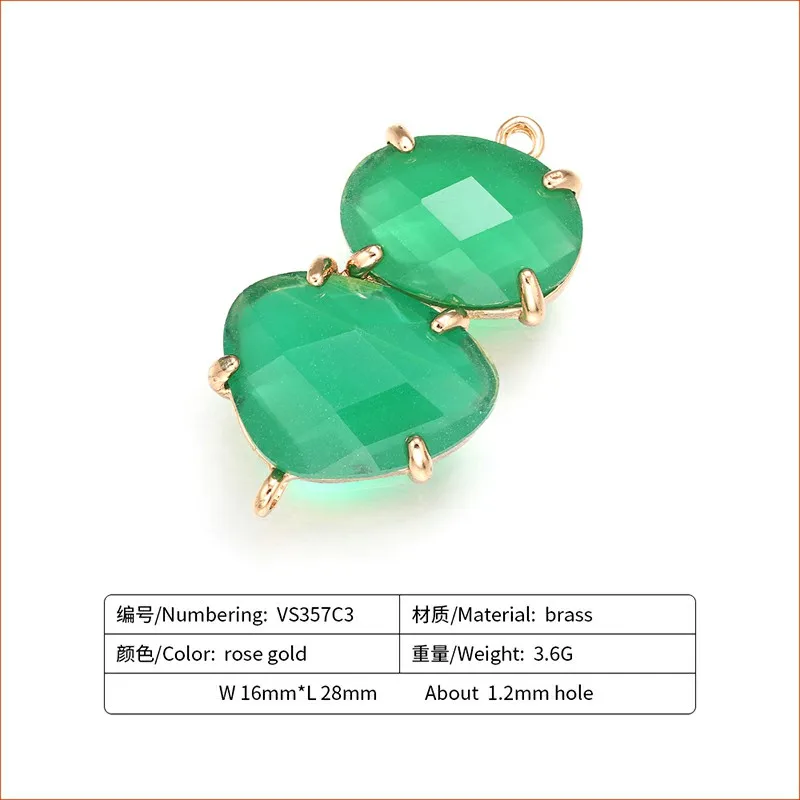 green ZHUKOU 16*28 мм Высокое качество Латунь кубического циркония Подвески-соединители DIY ювелирных изделий Модель: VS357 - Цвет: green