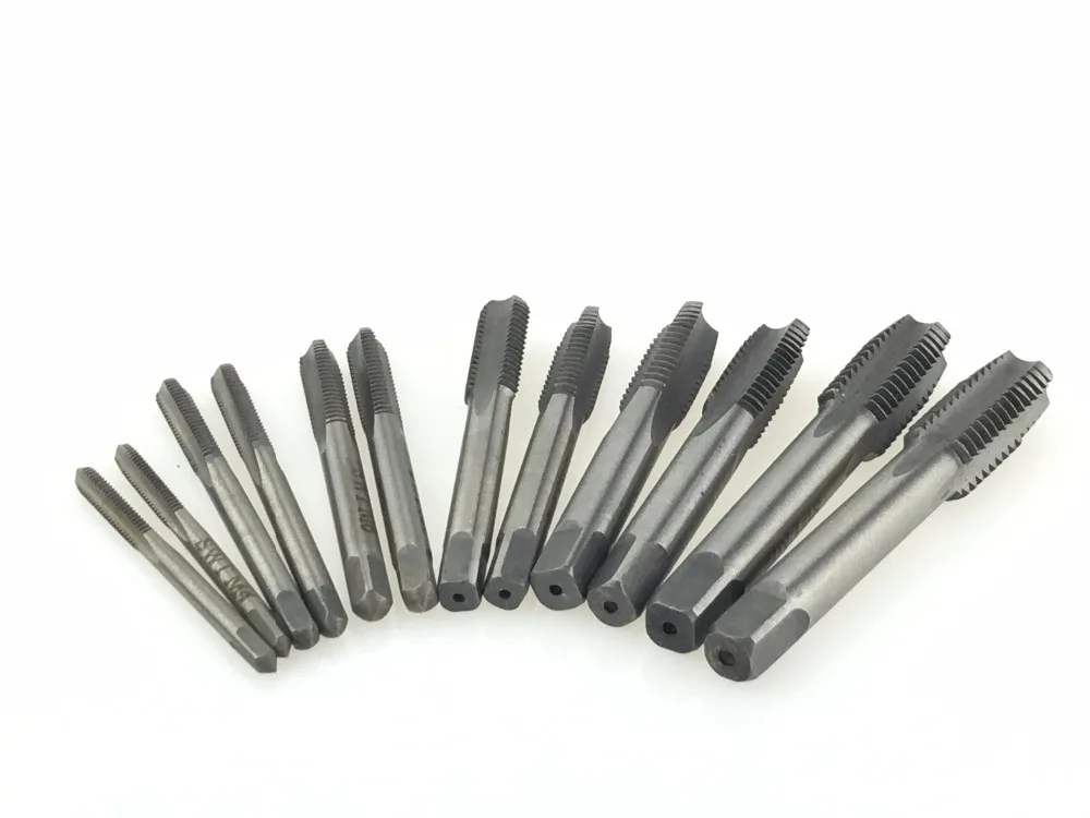 Jrealmer 12pcs/lot M4 to M12 Hand Tap &amp Die Machine Spiral Point Straight Fluted Screw Thread Metric Plug Tools | Инструменты